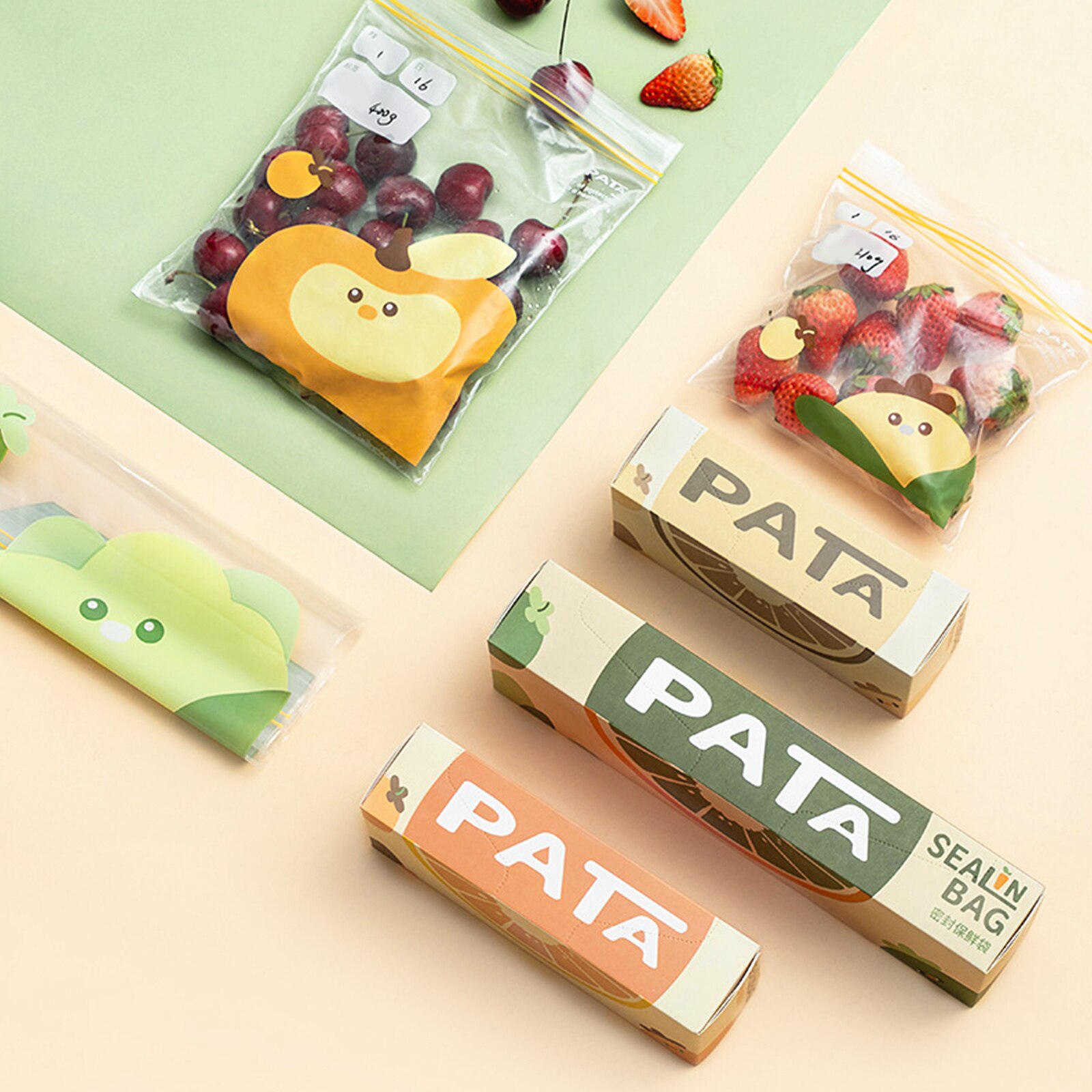 15pcs/20pcs/30pcs Reusable Food Storage Bags Fruits Vegetables Sealed Freezer Bags with Storage Labels Fresh-keeping Bags