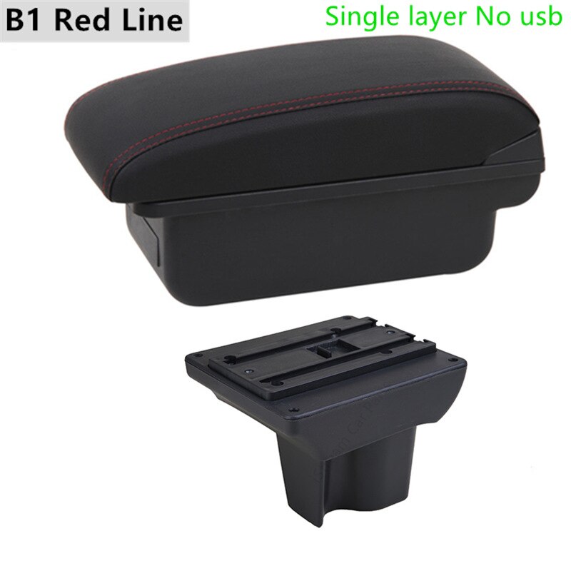 Auto Armleuning Box voor Toyota Rush - ABS Leer Opbergunit met USB & LED - Interieur Accessoire: B1 Rode Lijn