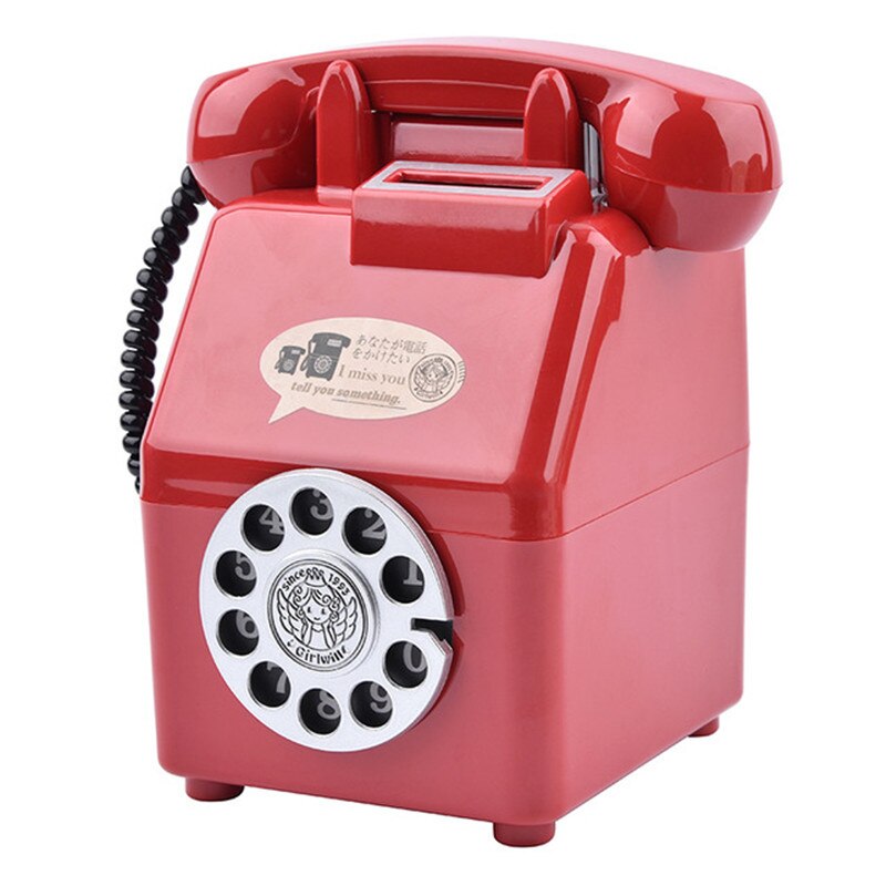 Retro Cute Telephone Piggy Bank Home Decor Children&#39;s Savings Toys for Friends Kids: Red