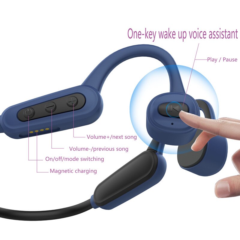 K8 Bone Conduction Wireless Bluetooth Headset, IPX8 Waterproof Swimming Headset, Sports Headset, 16GB Memory MP3 Player