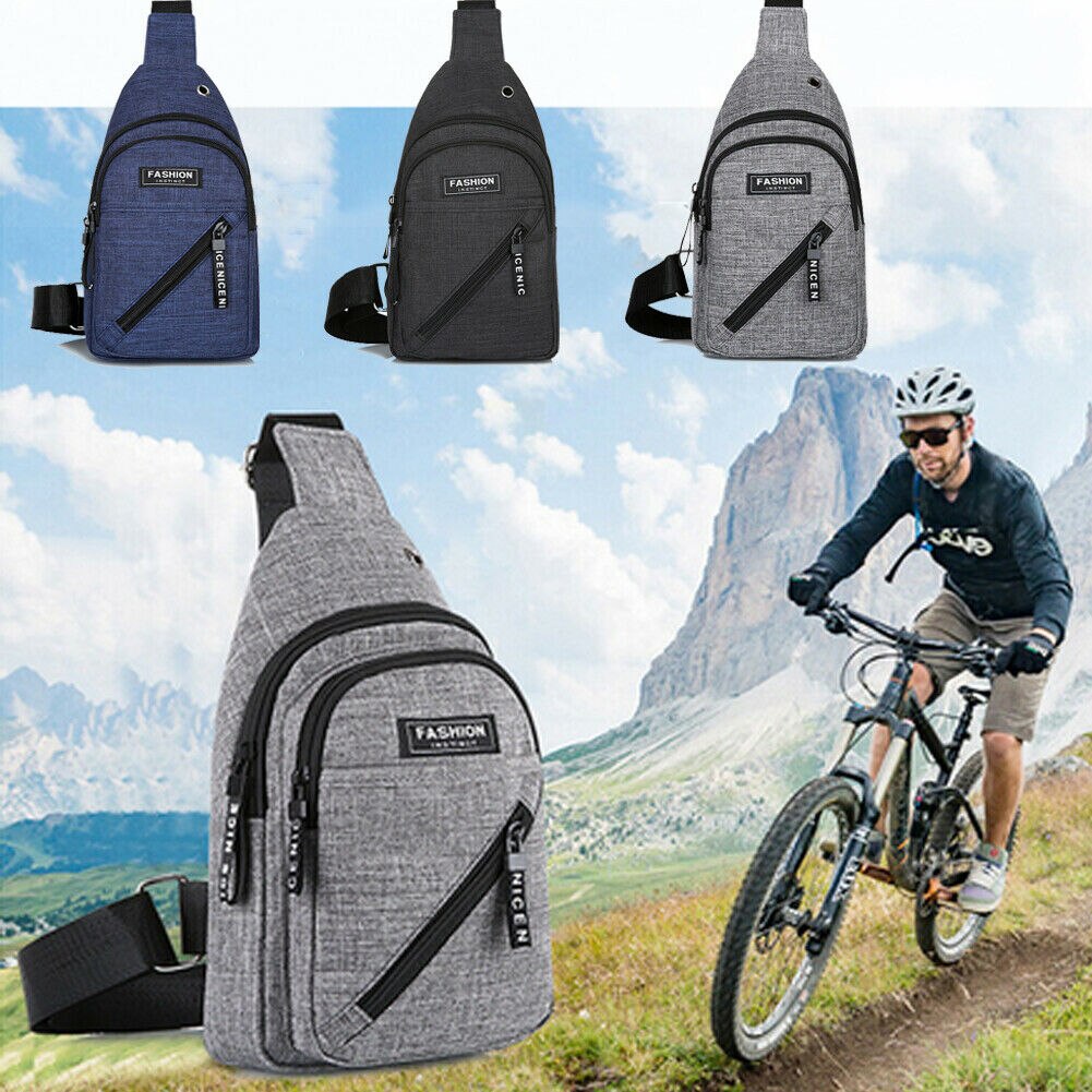 Hommes en cuir PU taille Pack fronde poitrine sac à bandoulière Sport sac à bandoulière Portable USB sac de charge