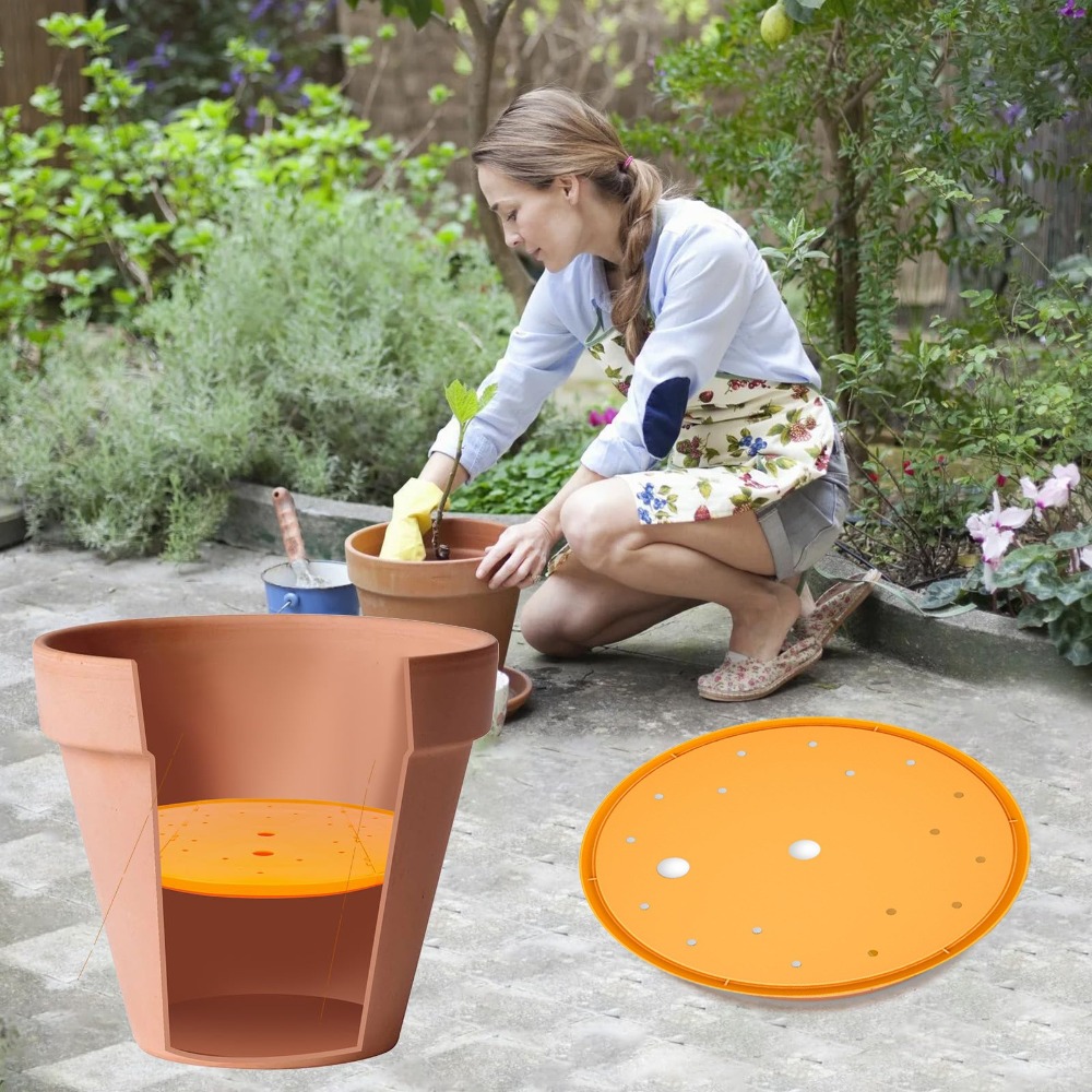 Plastic Round Flower Pot Lining Durable Drainage Holes Flower Pot Drainage Tool Portable Removable Planter Insert Patio