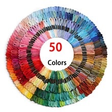 50 Colors Embroidery Thread Cotton Cross Stitch Floss Braiding Skeins Craft Sewing Thread DIY Sewing Tool