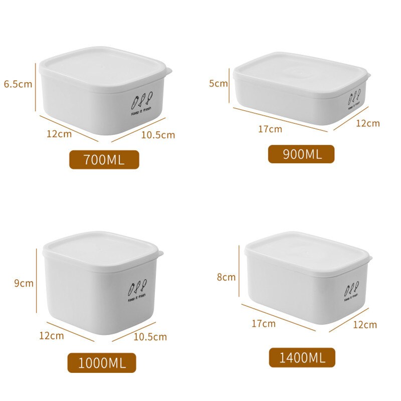 700/900/1000/1400ml Plastic Sealed Organization Containers Refrigerator Kitchen Storage Box Food Canister Keep Fresh Container