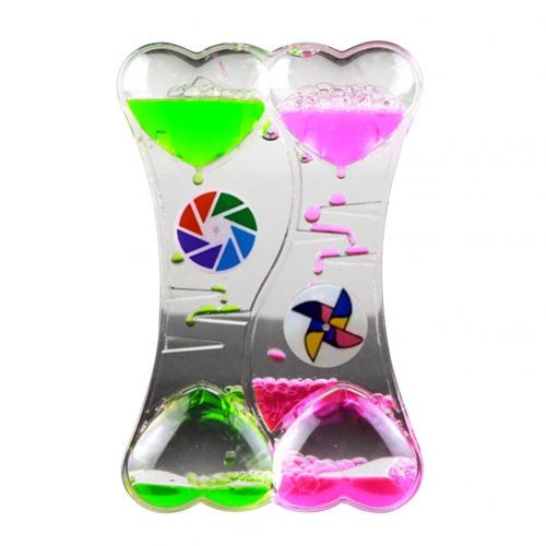 Bulle de sport Double cœur liquide, minuterie en sablier, jouet pour enfants, nouveauté 80%, ,: Green Pink