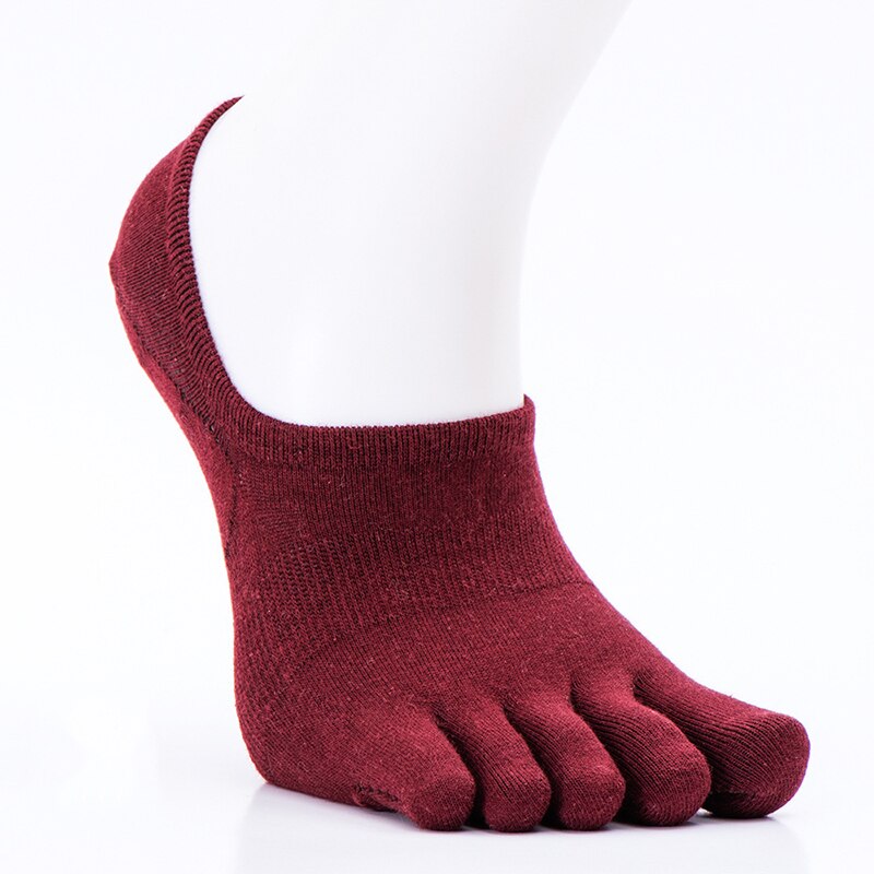 Toe Socks Men and Women Five Fingers Socks Breathable Cotton Socks Sports Running Solid Color Black White Grey Blue khaki coffee: Red
