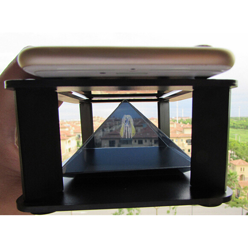 Pantalla de proyector 3D, pantalla de holograma, aplicación interior, pantalla de holograma piramidal, proyector pirámide, escaparate de lujo