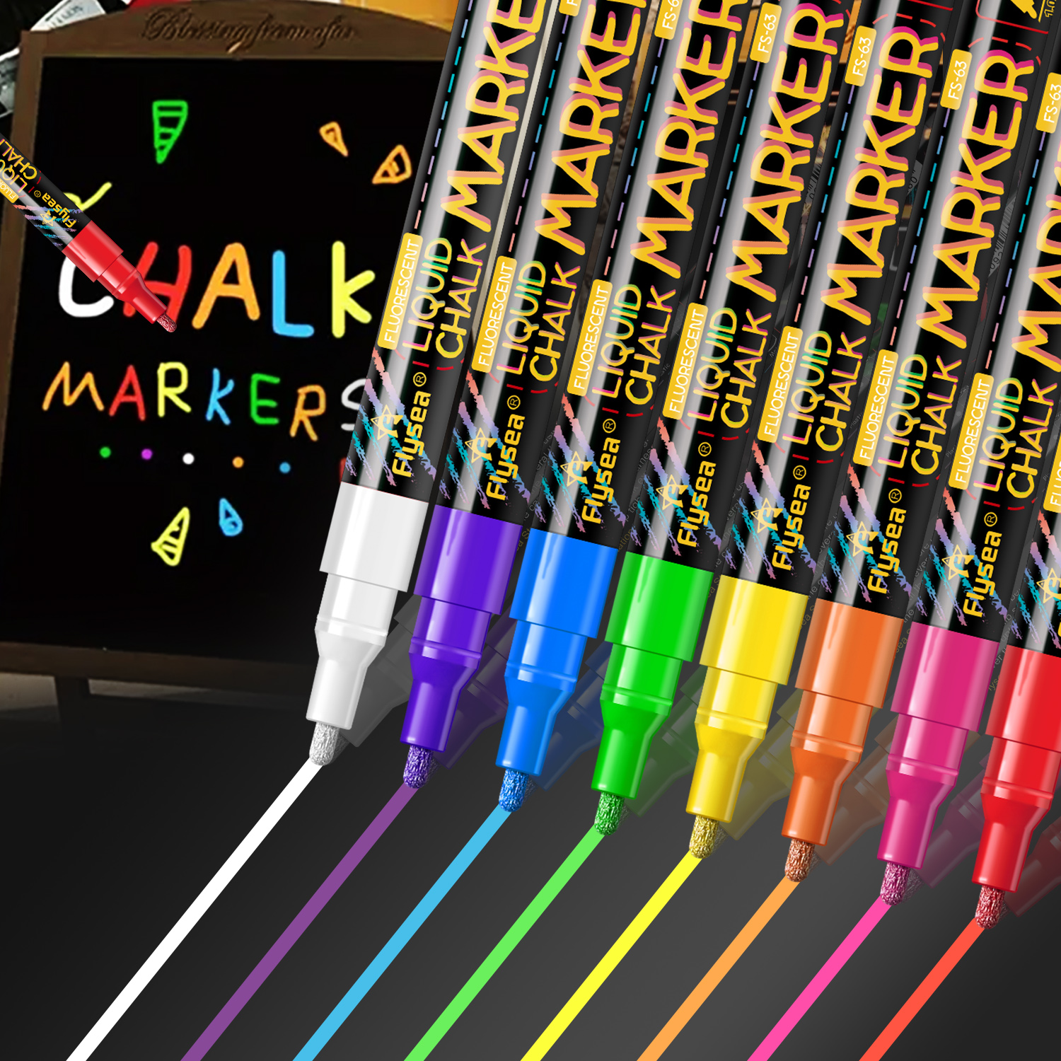 Flüssige Kreide, löschbarer LED-Textmarker, fluoreszierender Marker, Anzug für Tafel, Glas, Fenster, Malerei, Werbekreide