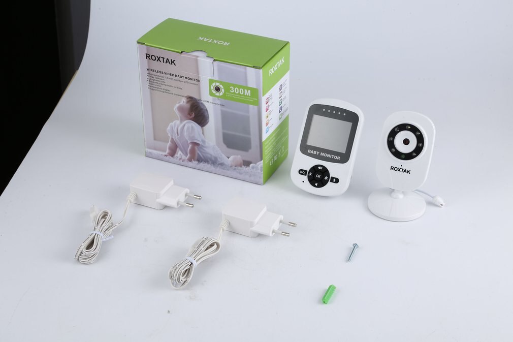 Babyphone vidéo avec vision nocturne infrarouge, système de communication bidirectionnel, berceuses à température ambiante, longue portée, prise eu