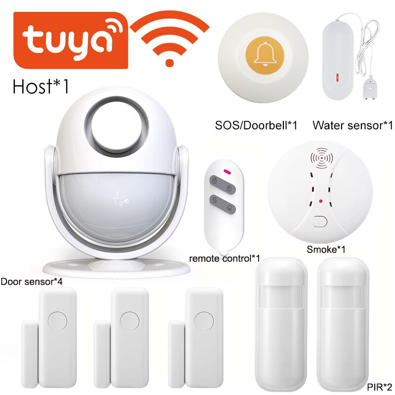 Tuya Smart Home Security WIFI Alarm System 120dB Works With Google Alexa 433 PIR Detector Door Sensor Smart Life App Burglar