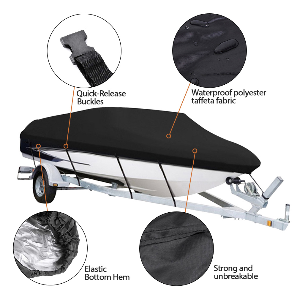 Boat Cover 190T 14-22FT Yacht Boat Cover Anti-UV Waterproof Outdoor Protection Heavy Duty Marine Fishing Speedboat