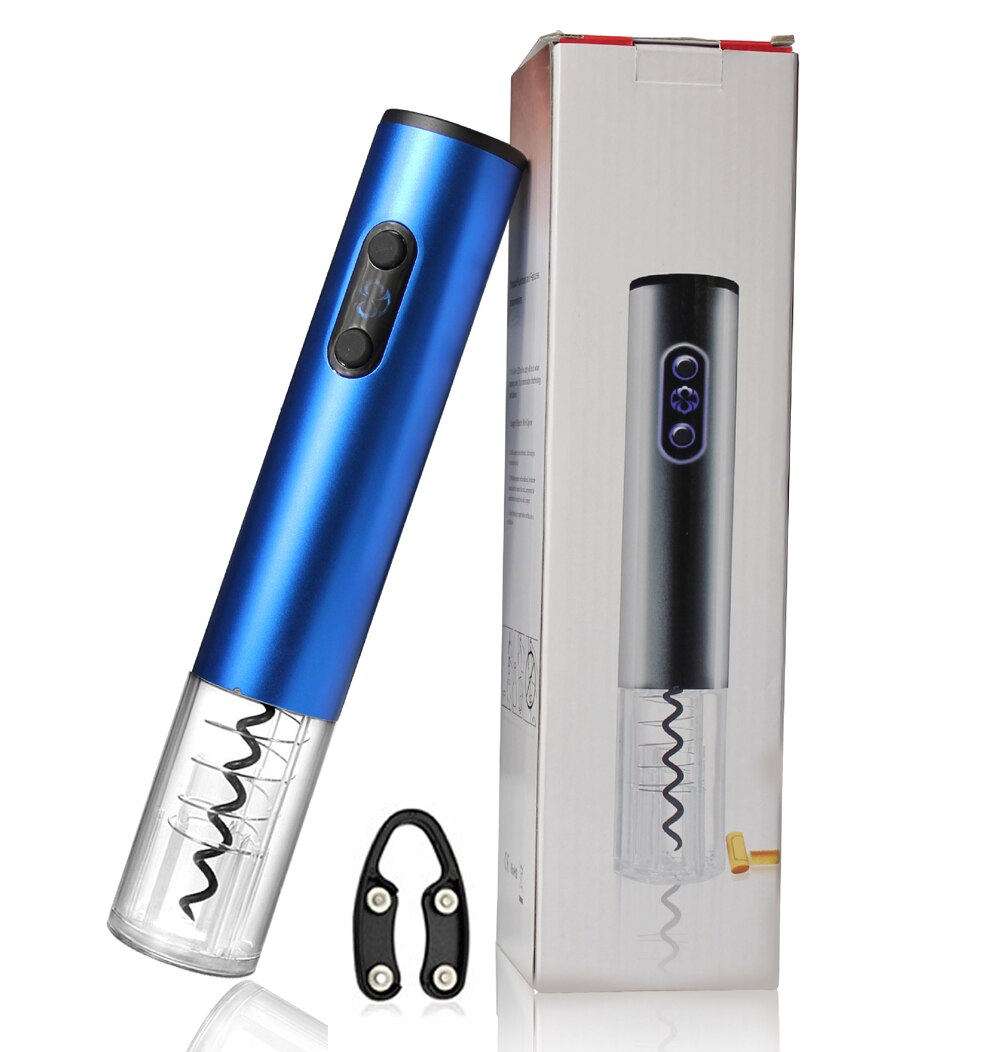 Automatic Electric Wine Opener Corkscrew Wine Bottle Opener Kit With Foil Cutter Kichen usb Recharge Electric Bottle Opener: C001N blue