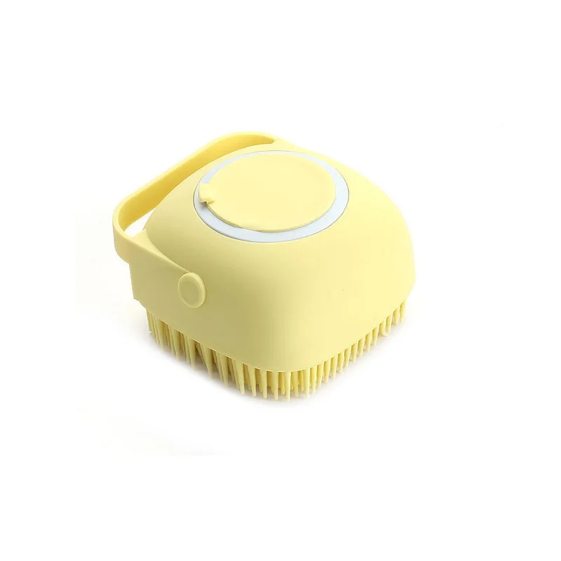 Cepillo de baño para mascotas, masajeador de silicona suave, Gel de ducha, cepillo de baño, herramientas de limpieza, peine, suministros de limpieza para perros y gatos: YELLOW