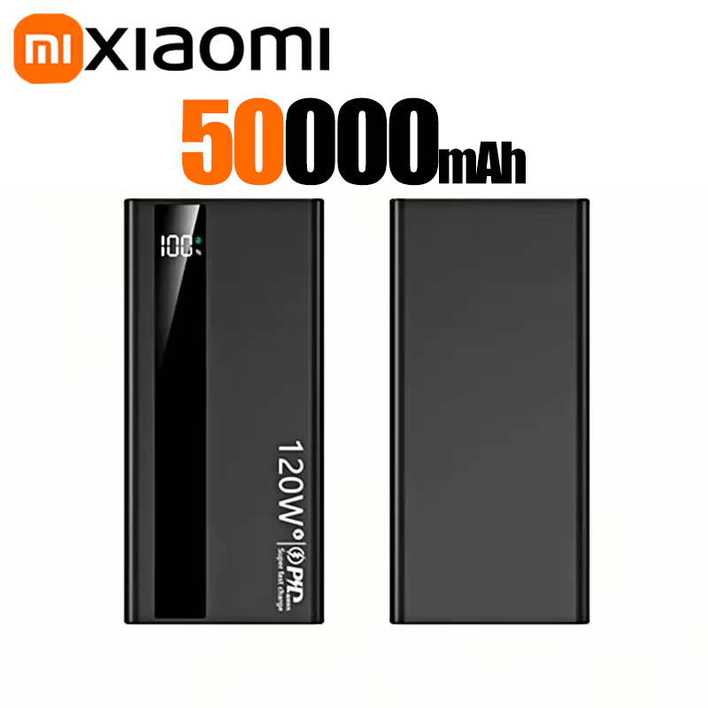 Xiaomi powerbank 200000 mah 120w caricabatterie portatile super veloce con capacità ultra elevata e display digitale a led per iphone: Nero