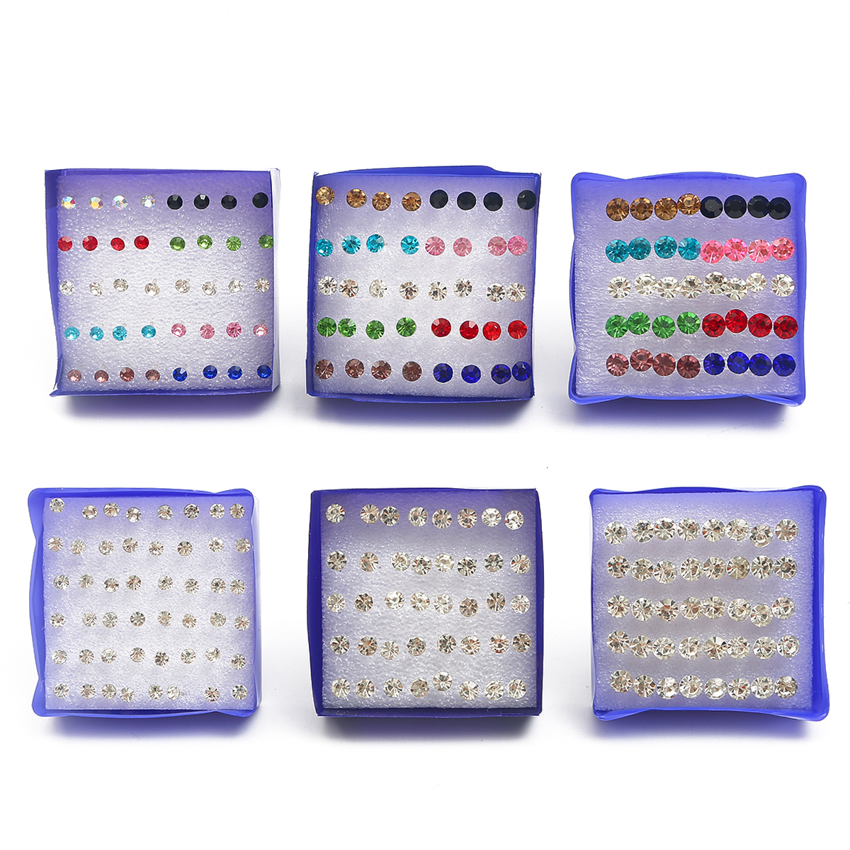 Juego de pendientes pequeños de perlas de cristal para mujer, aretes de diamantes de imitación, accesorios de joyería, bola, 2,5-6mm, 12 pares, 20 pares