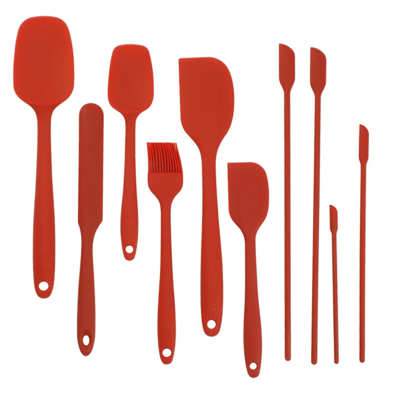 10PCS Silicone Spatula Kitchenware Baking Spatula Set Silicone Cake Spatula Baking Accessories Baking Silicone: GC-10PCS-Red