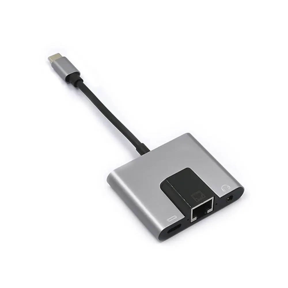 Typ-C zu Ethernet LAN Netzwerk Adapter Hub USB C zu 3,5mm Audio- PD Schnelle Ladung Docking Bahnhof für Laptop praktisch Tablette: Ursprünglich Titel