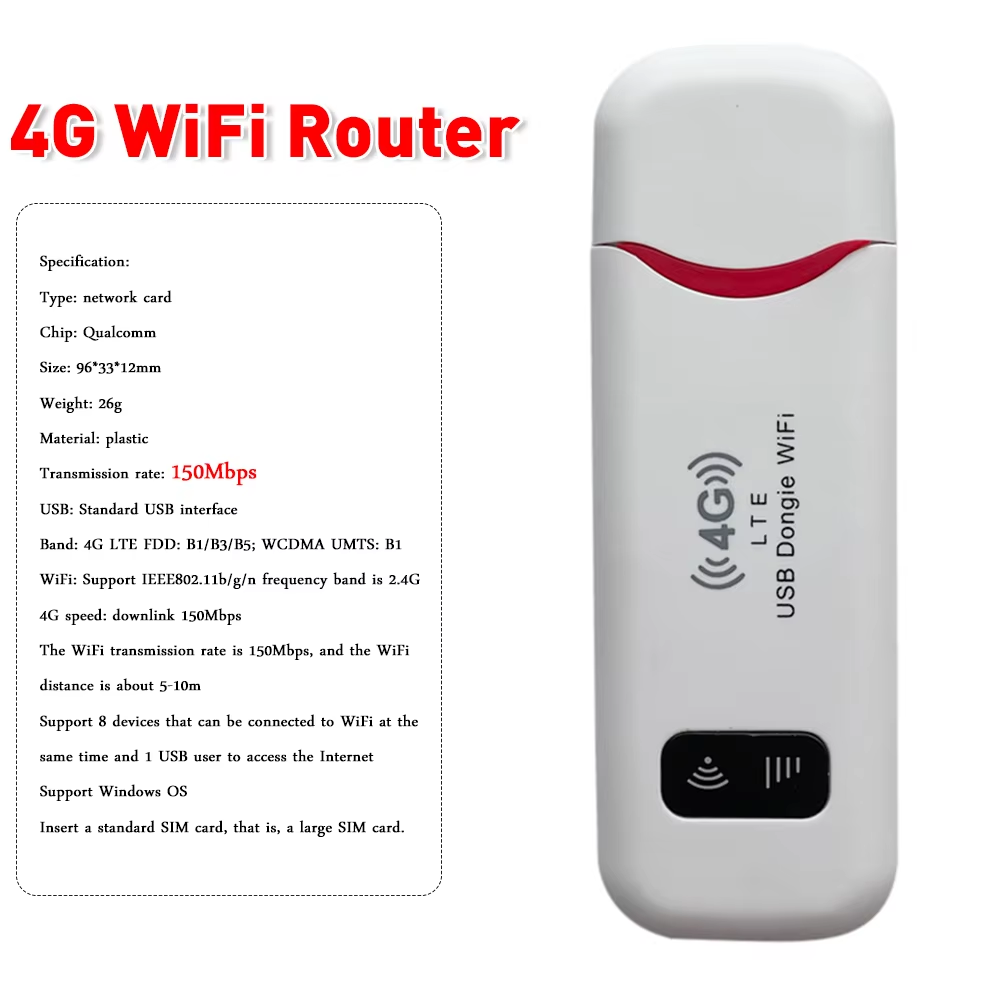 4G/5G Mobile WIFI Router 150Mbps 4G LTE Wireless USB Dongle Modem Stick Sim Card Pocket Hotspot WiFi Broadband for Home Office: black