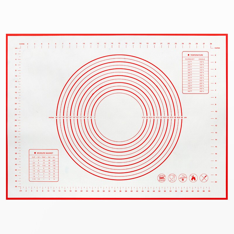 Kneading Pad Silicone Rolling Dough Mat Non-stick Surface Reusable 26x29cm With Scale Kitchen Gadgets Cooking Grill Pastry Tool: Red