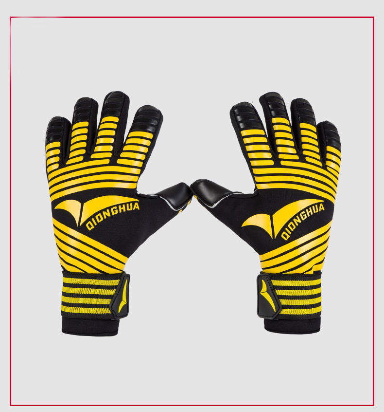 Brand Goalkeeper Gloves without Finger Protection Thickened Latex Soccer Football Goalie Gloves Goal keeper Gloves: Yellow / size 10