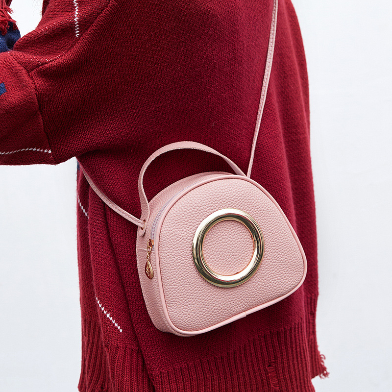 PU Leer Vrouwen Emmer Schoudertas Mode Cirkel onderdelen Crossbody Bag Vrouwelijke Kleine Handtassen