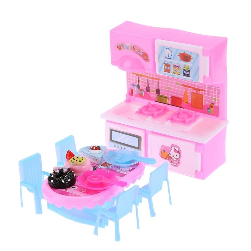 6 stks/set Plastic Mini Keuken Speelgoed Poppenhuis Eettafel Speelgoed Kinderen Spelen Huis Speelgoed Artikelen Poppen Accessoires
