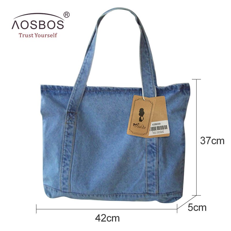 Aosbos – sacs à main en toile pour femmes, sacs à bandoulière en Denim bleu de styliste, fourre-tout de bonne , grande capacité