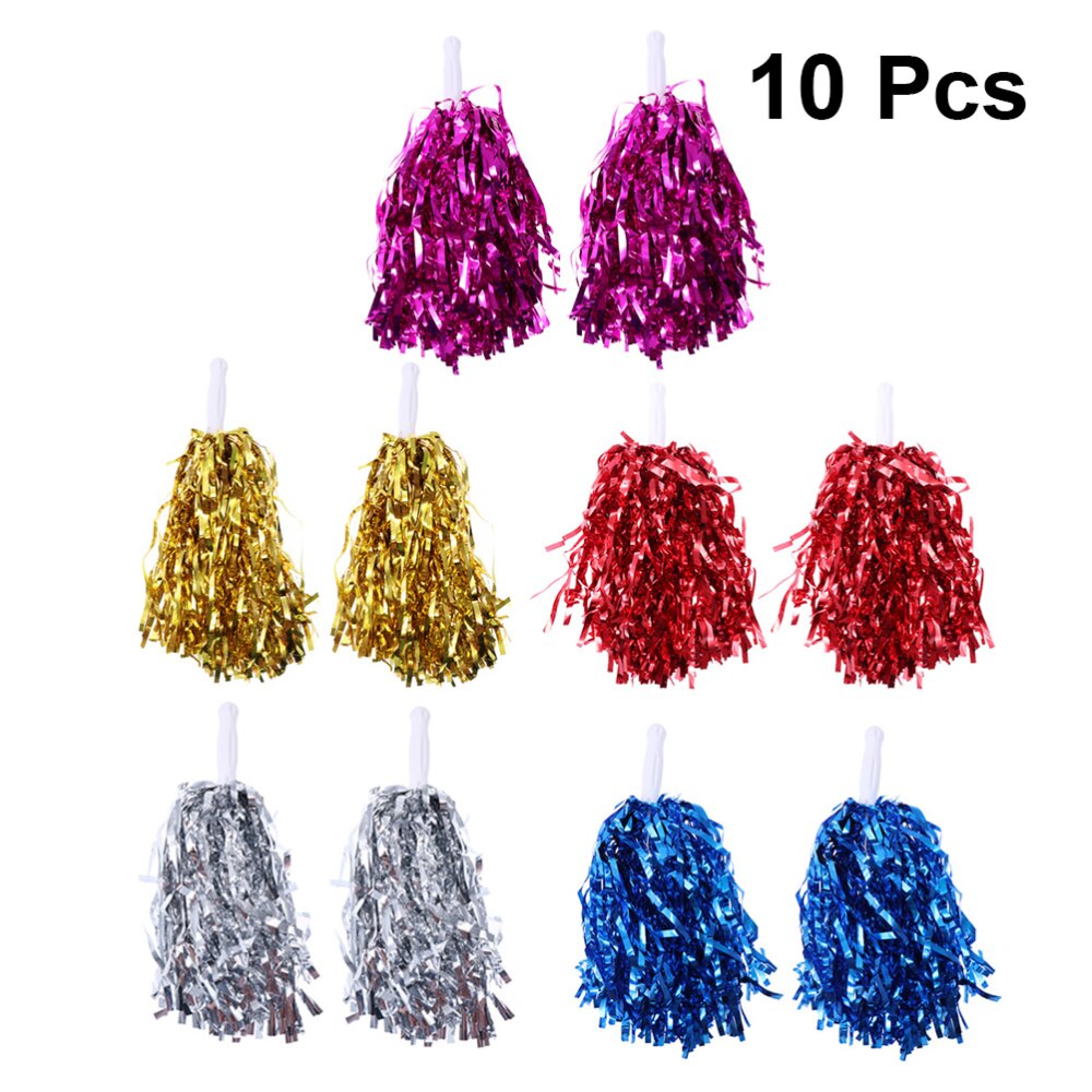 10 Pcs 25g Cheering Balls Squad Spirited Fun Cheerleading Kit Cheer Poms Cheerleaders Supples with Handle for Competitio