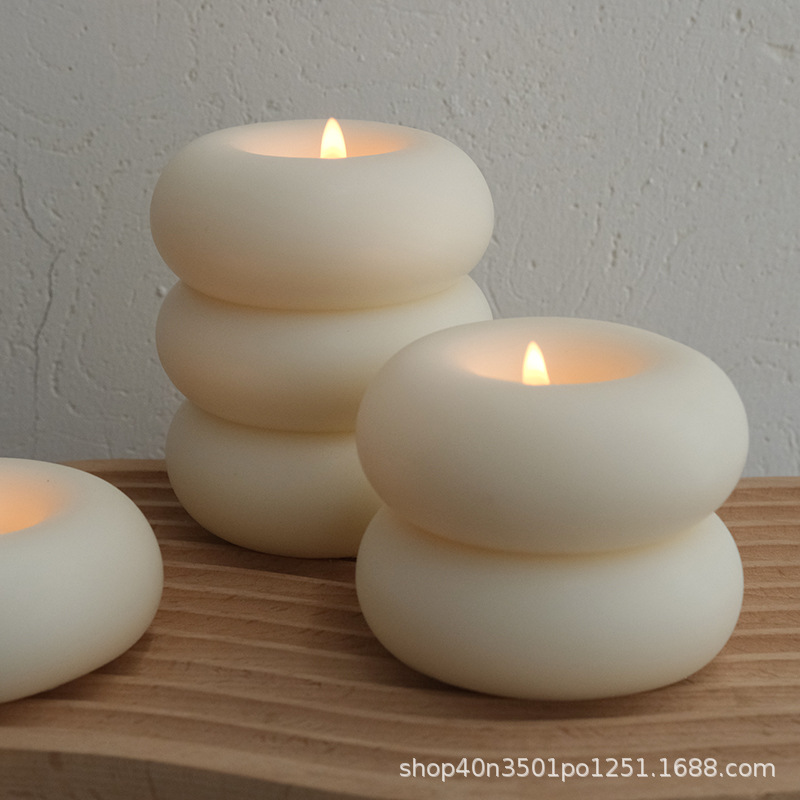 Velas de aromaterapia con círculos de Donut, velas creativas para el hogar, decoración del hogar, dormitorio, sin llama, de cumpleaños romántico, cera