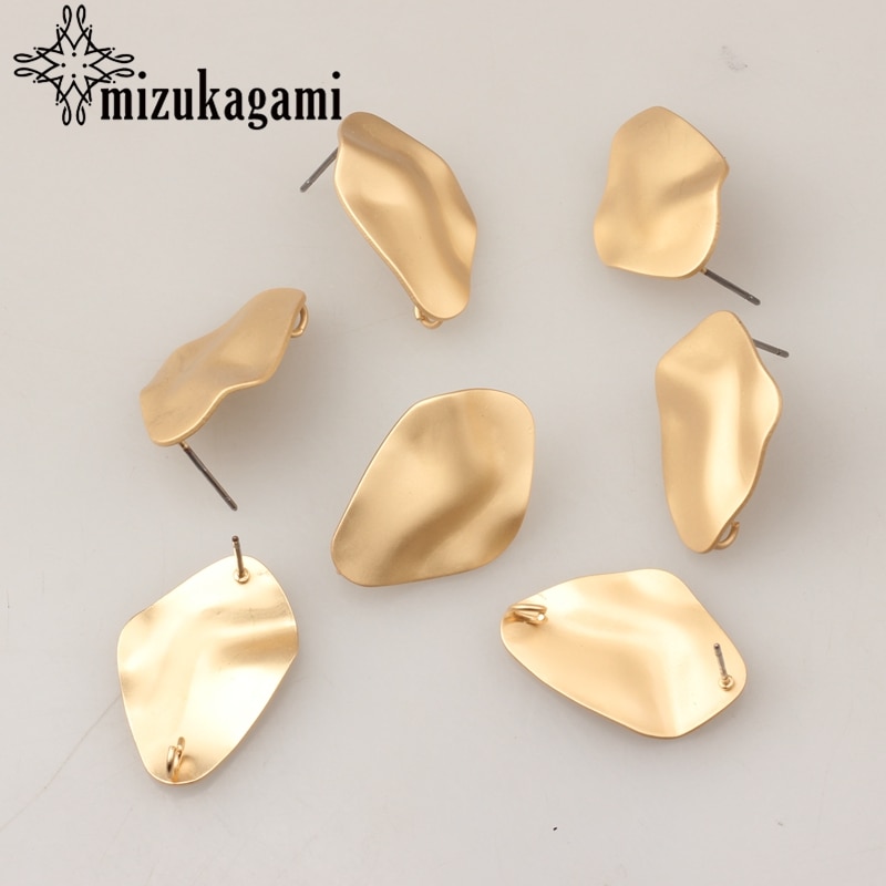 Zink-legierung Goldene 3D Geometrische Ohrringe Basis Ohrringe Stecker 18*26mm 6 teile/los Für DIY Ohrringe, Der zubehör