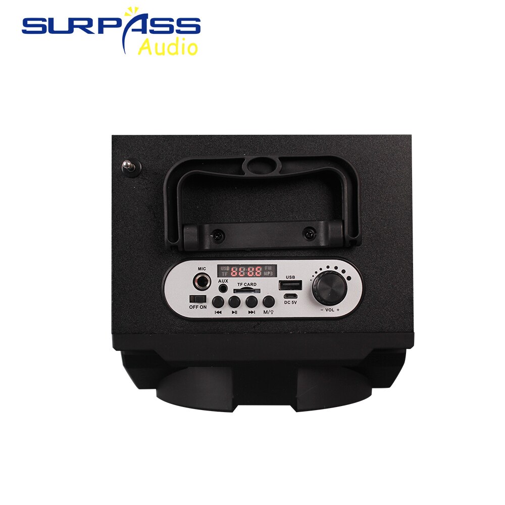 Tragbarer, kabelloser bluetooth-lautsprecher für den außenbereich mit stereo-subwoofer, ukw-radio, led-beleuchtung, tf- und usb-wiedergabe sowie aux-eingang.