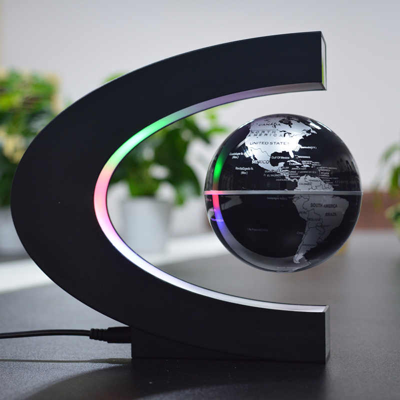 Magnetisk flydende globus verdenskort levitation led maglev svævende dekor 3.5 ": Sort