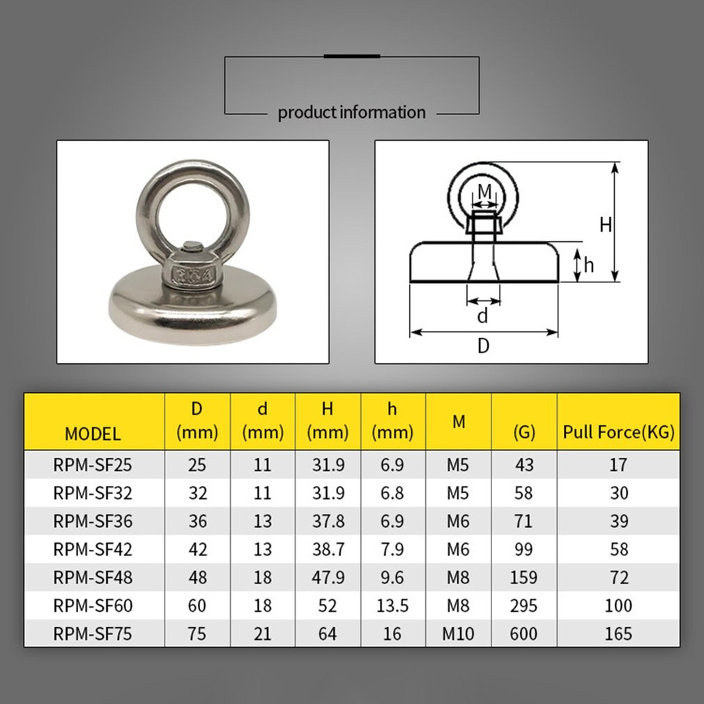 Stevige Magnetische Haak Super Sterke Magneet Zoeken Magneet Permanente Krachtige Magnetische Vissen Haak Magneten 1Pcs