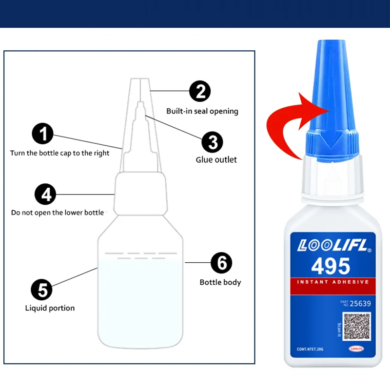 495 Instant Strong Super Glue Universeller Sekundenkleber Mighty Instant Glue für Harz, Keramik, Metall, Glas, schnell trocknend