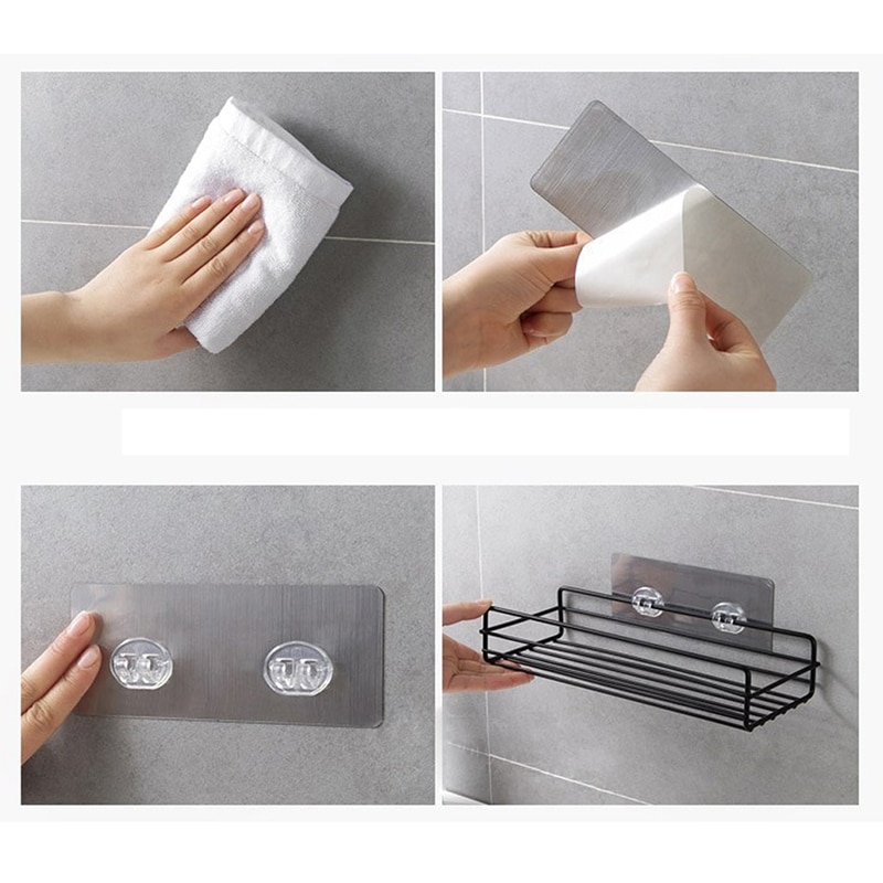 Japanese-style wrought iron wall-mounted racks free punching bathroom storage rack storage shelf shower wall shelf kitchen bathr