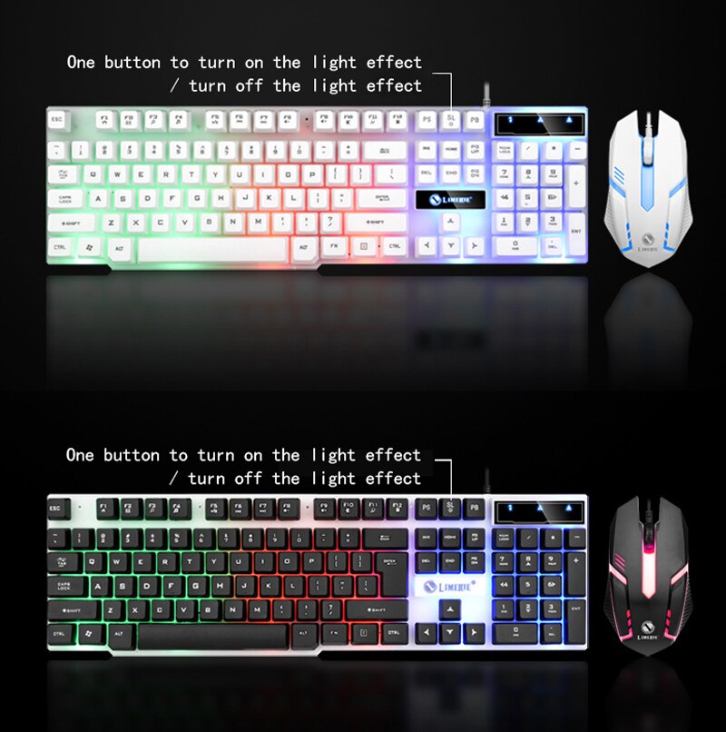 LED rétro-éclairage souris filaire ensemble de clavier clavier de jeu USB ergonomie Gamer support de souris MAC clé de plateau clavier de jeu d'ordinateur