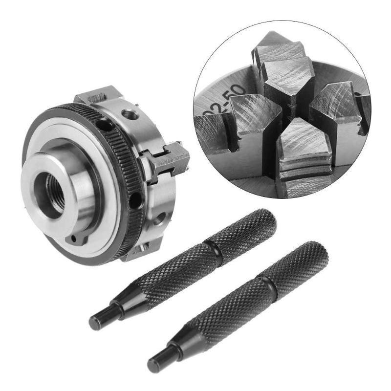 3/4 Jaws Wood Lathe Chuck 50mm 63mm Manual Chuck Self-centering DIY Metal Wood Lathe For Processing Non-ferrous Metals&Non-metal