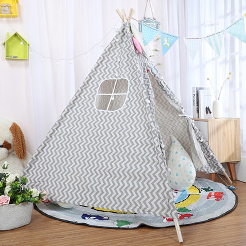 1.6M Tents Cabana Tipi Infantil Baby Kids Play Teepee Tents Castle Carpet Mats Toy Portable Kids Wigwam Play House For Children