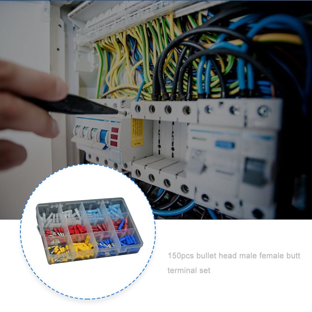 150Stck 24-10 Awg sortiert Isolierte Gemischt Nylon Weiblich Männlich Kugel Hintern Draht crimpen Endgeräte Stecker Sortiment Bausatz