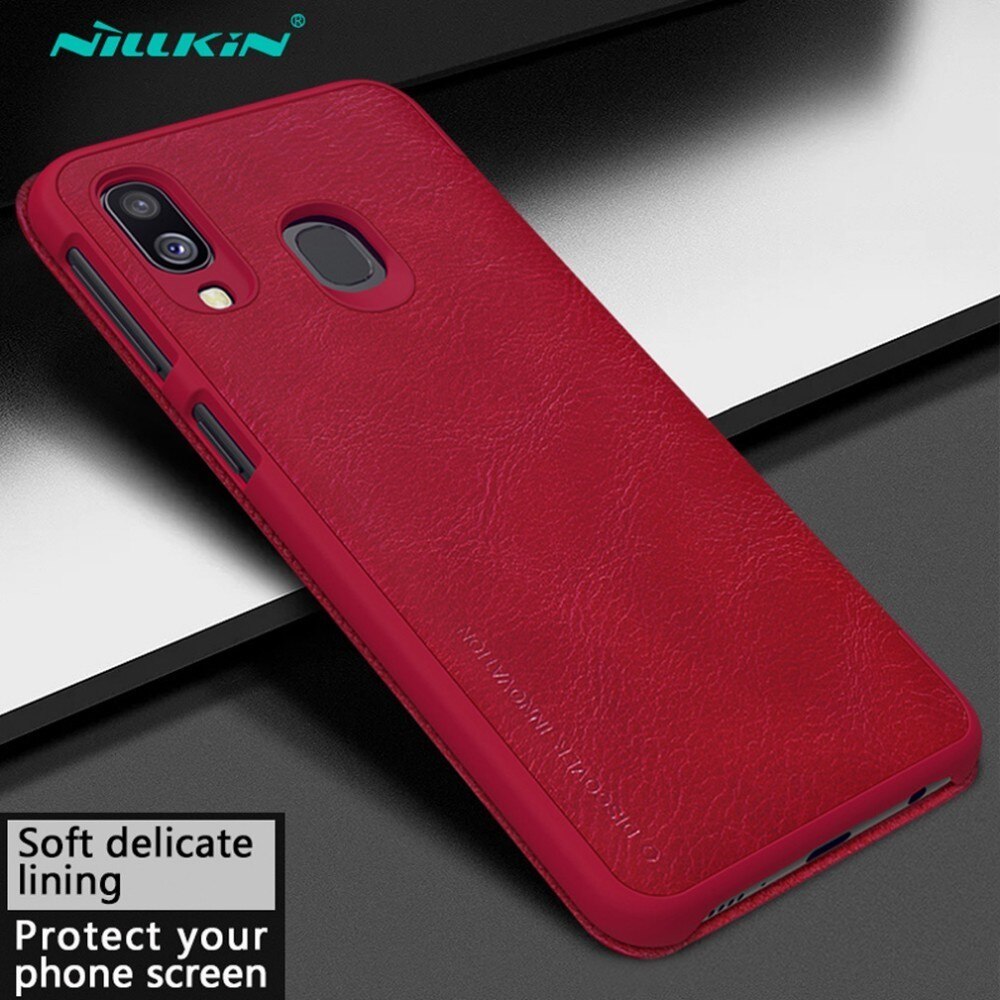 For Samsung Galaxy A40/A50/A10/A30 Cover case Nillkin Qin PU Luxury Flip leather back cover wallet case: For Samsung  A30 / Red