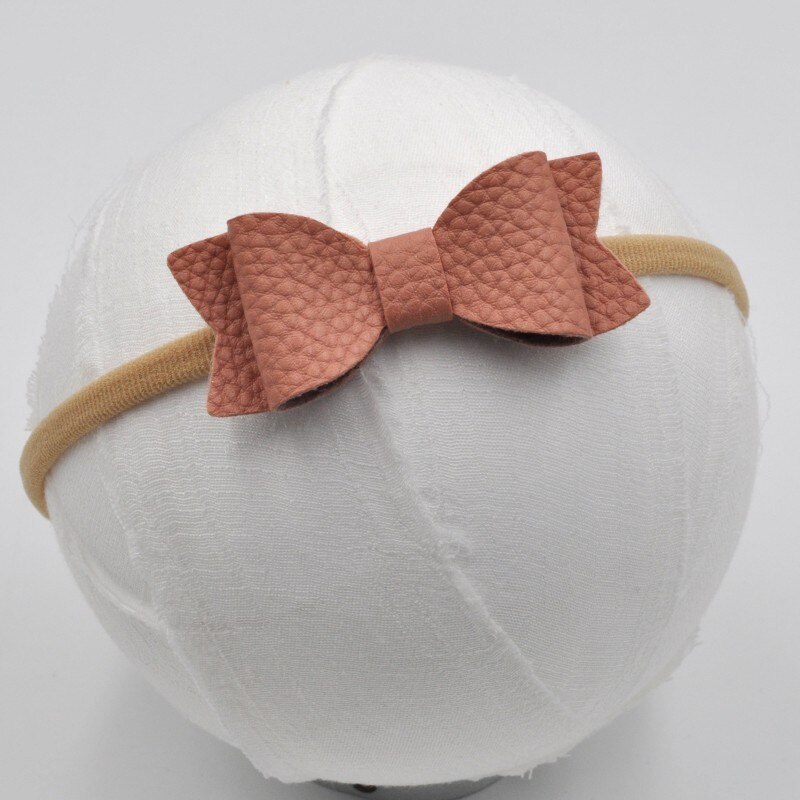 16 unids/lote lazo de imitación de cuero de 2,5 pulgadas cinta para el cabello de Nylon suave accesorio para cabello de bebé