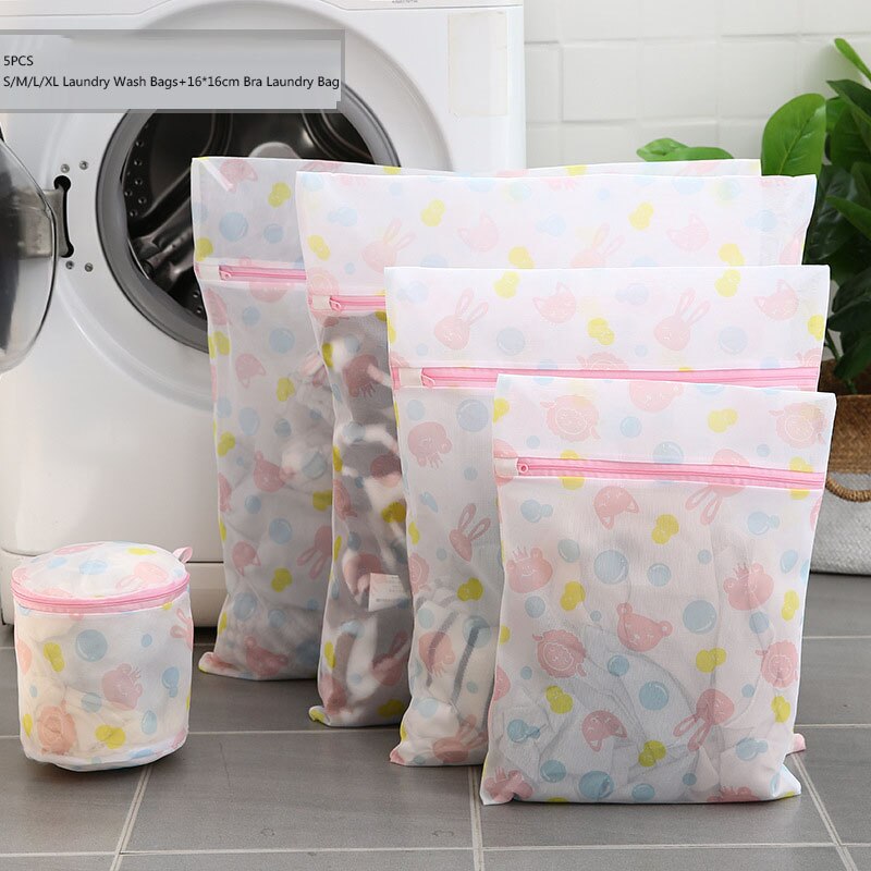 1/4/5 st / set mesh tvättpåse underkläder tvättpåsar resor specialkläder vårdväska tvättmaskin kläder skyddsnät: 5 stycken-tuzitou