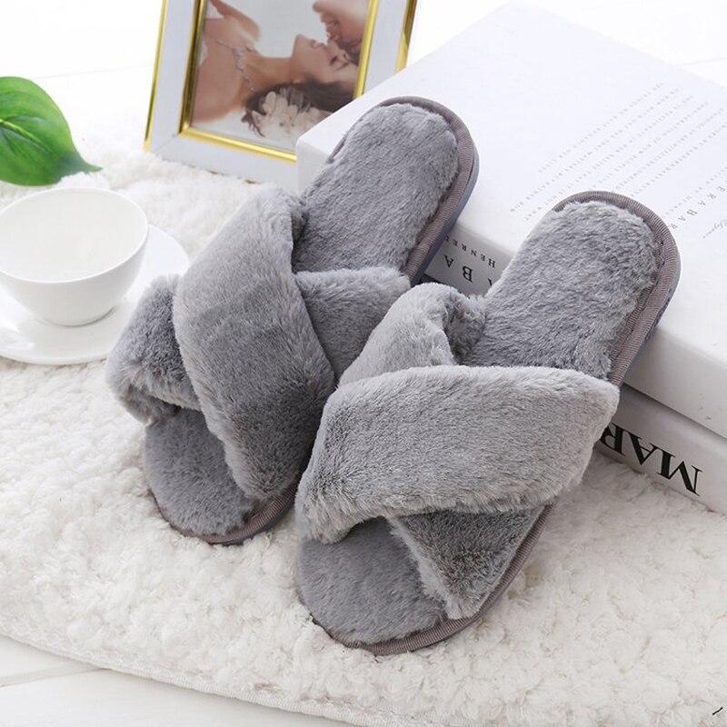 Damespantoffels winterschoenen dames platte slippers binnenschoenen dames imitatiebont warme herfst damesschoenen xkd 8031