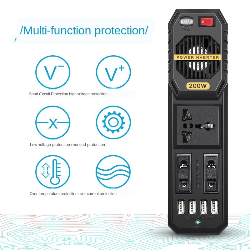 200W Mini Car Inverter 12V to 220V Product
