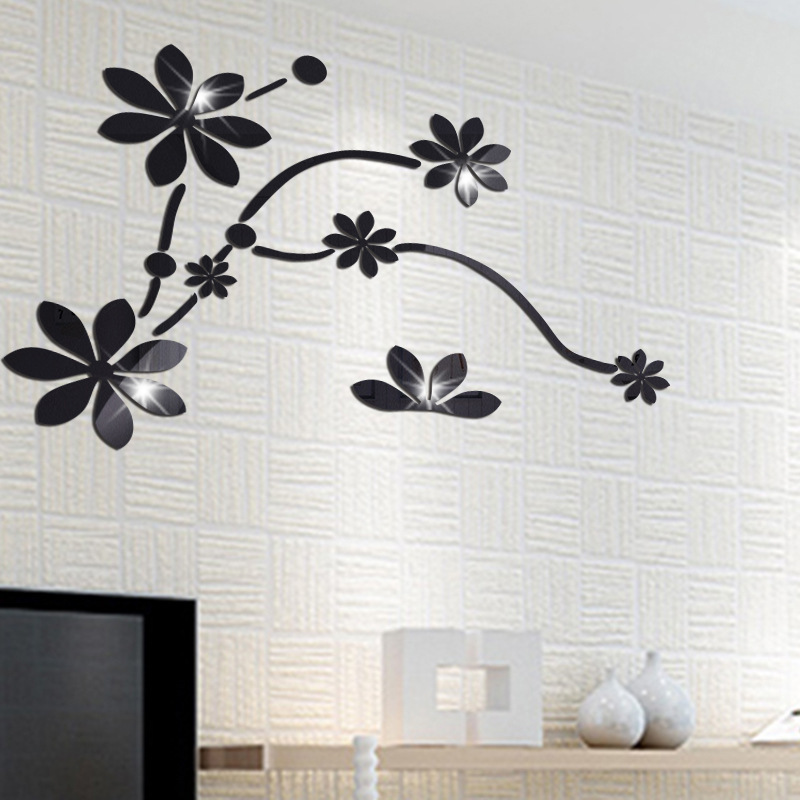 Blume Reben Acryl Spiegel Zauberstab Aufkleber Wandbild Schlafzimmer Wohnzimmer Dekor Hause Dekoration Zubehör