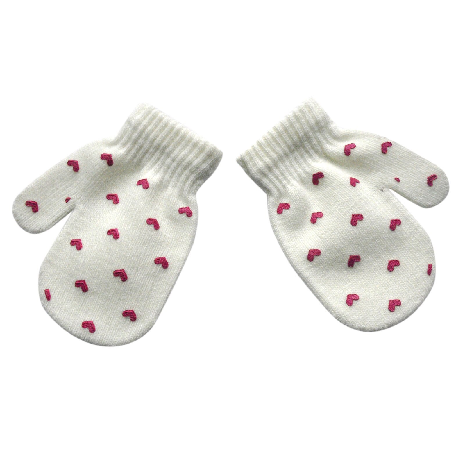 Children Kids Gloves Boys Girls gloves Winter Love Heart Print Color Warm Knitted Gloves mittens winter gloves guantes перчатки: White