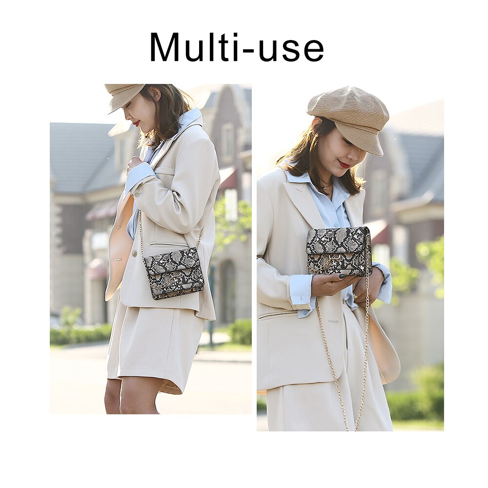 Women Snake Print Handbags Purse Vintage PU Leather Crossbody Bags Female Serpentine Casual Large Messenger Shoulder Bag