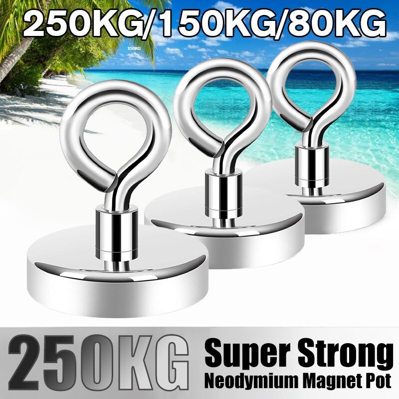 1Pc Super Sterke Neodymium Magneet Pot Vissen Salvage Magneten Neodymium Ronde Krachtige Magnetische Haak Zee Vissen Magneet Zoeker