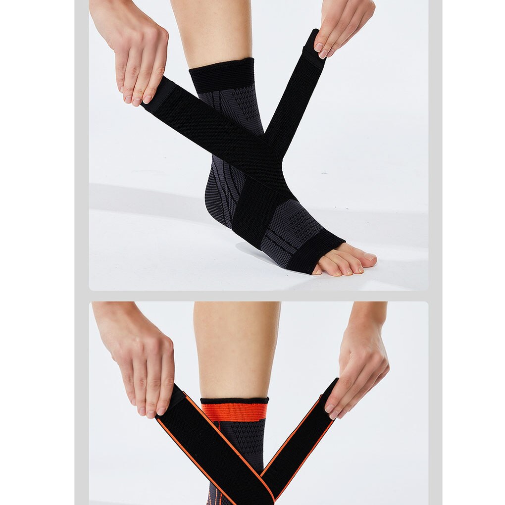 1PC Elastic 3D Pressurized Ankle Support Basketball Volleyball Sports Gym Badminton Ankle Brace Protector with Strap Belt