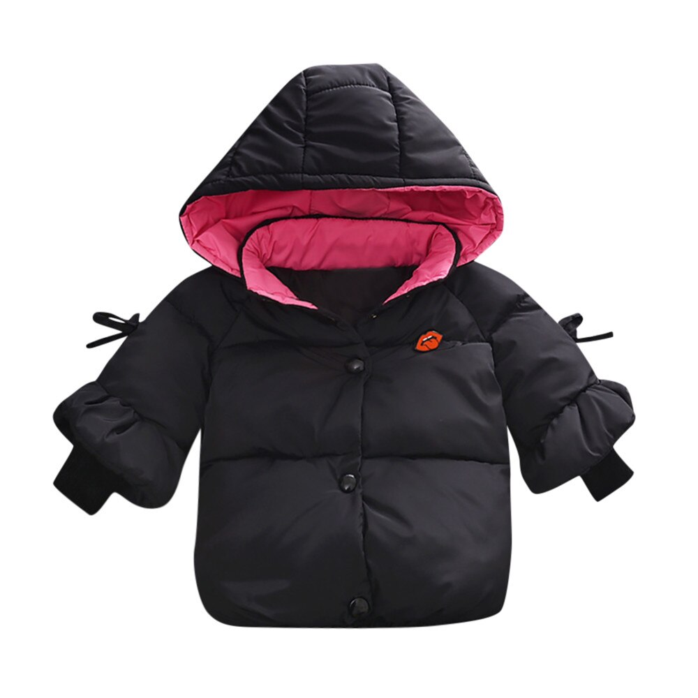 Children Winter Coats Toddler Baby Girl Boy Long Sleeves Solid Hooded Warm Waistcoat Vest Kids Cute Clothing For 6-24M: Black / 24M